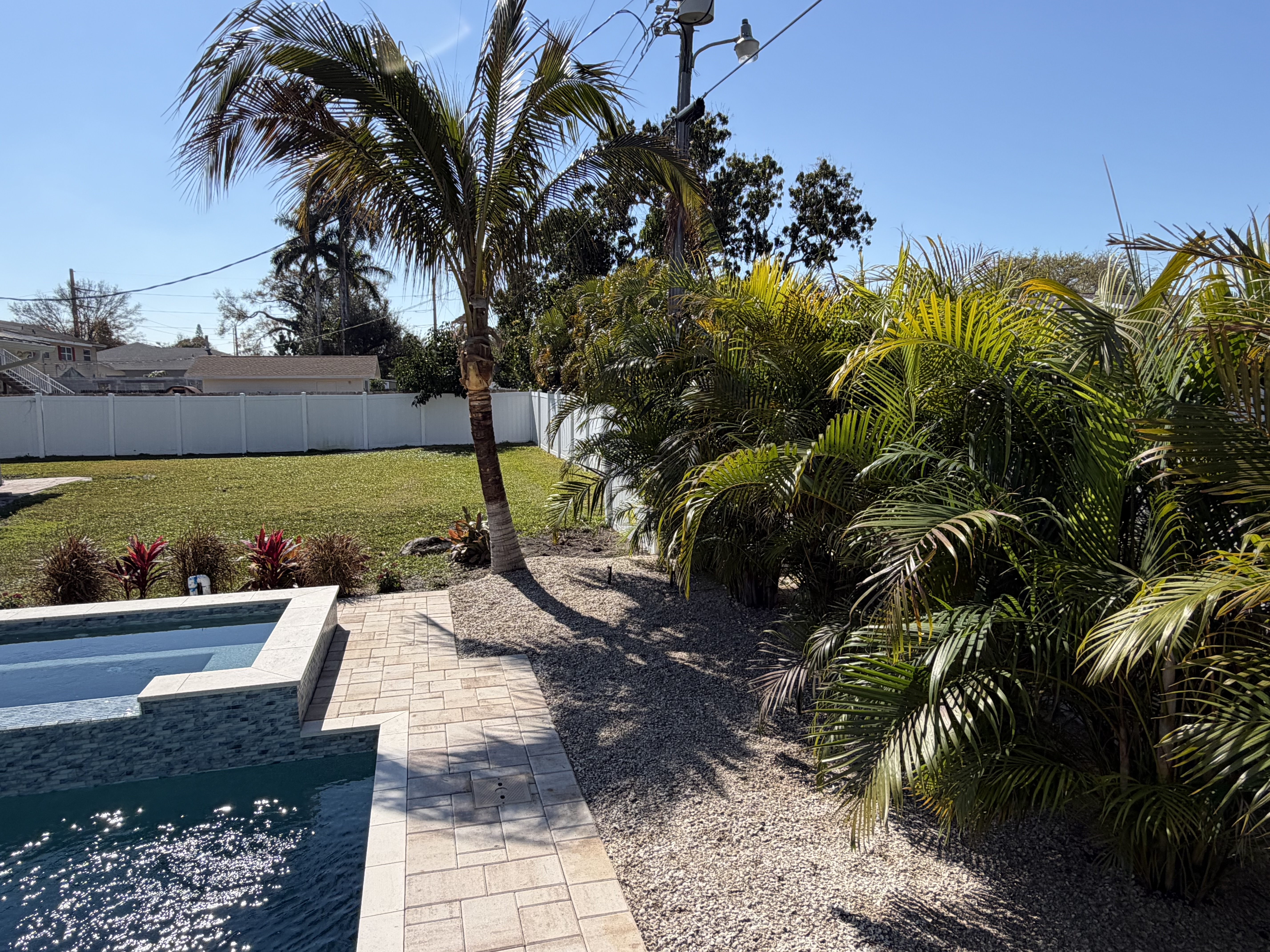 Tropical landscape design beside a Florida pool