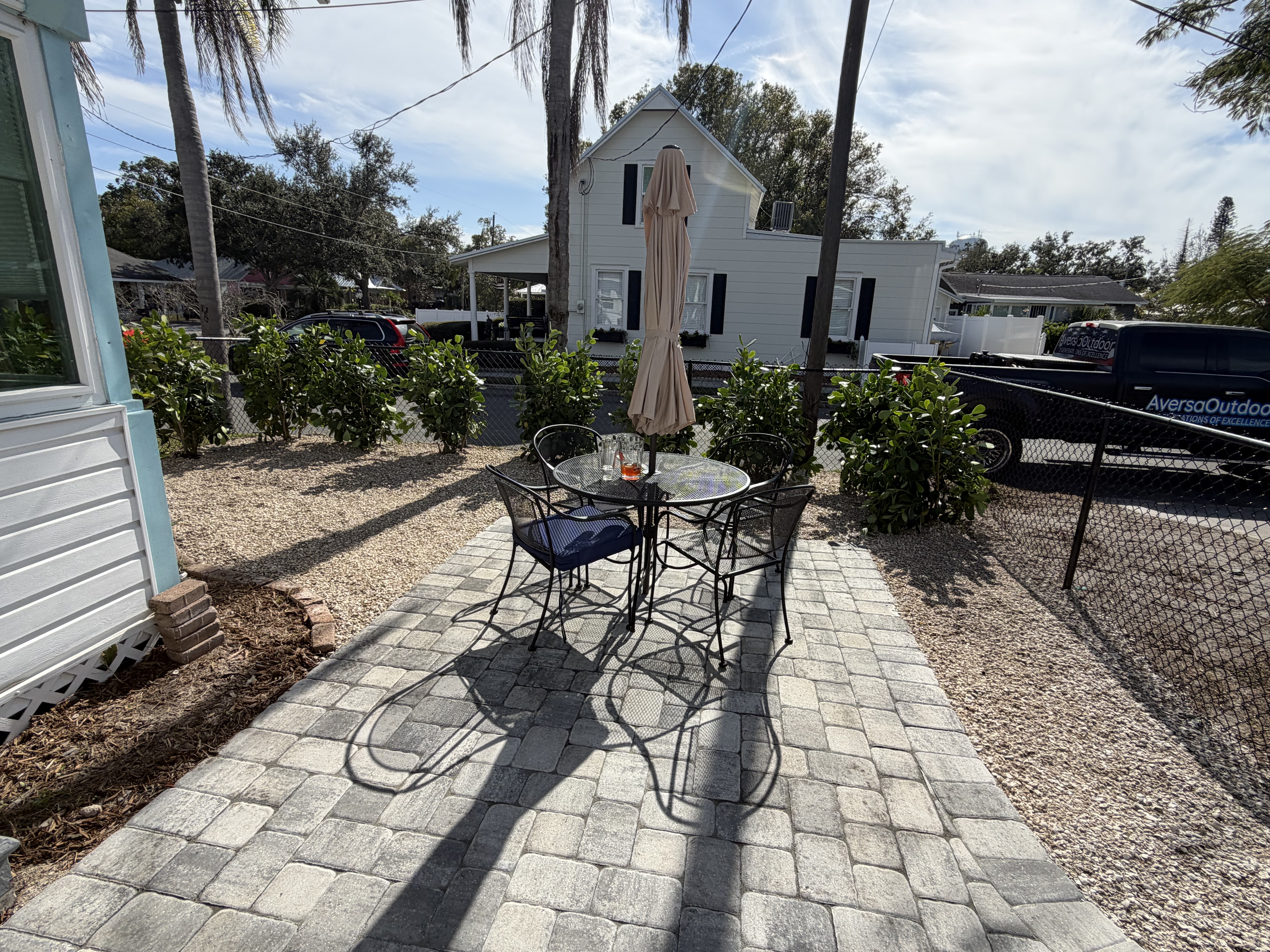 Landscape design installation with clean planting lines